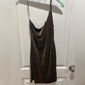 Sparkly gold one shoulder dress
